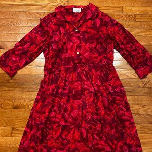 Vintage 1980s Southern Belle Deep Red Paisley Dress